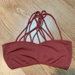 BKE Womens XS/S Rose Pink Textured‎ Seamless Caged Multi Strap Bralette Top